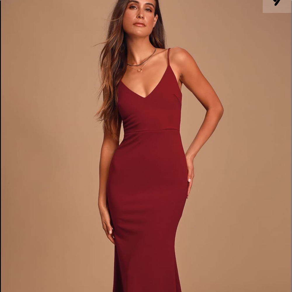 Lulus maxi dress, M, NWT. Infinite Glory Wine Red